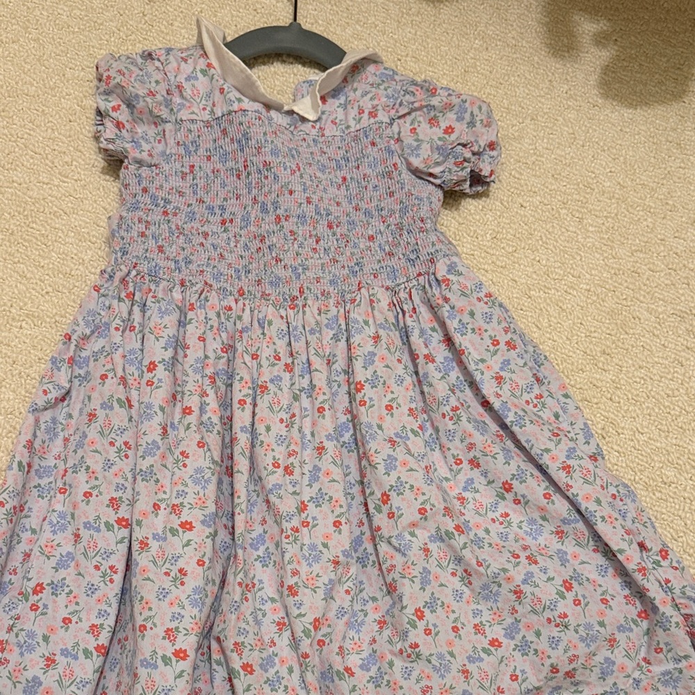 Janie and Jack Lavender Floral Smocked Dress with Red Accents